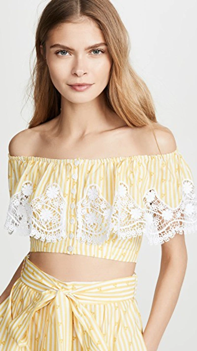 Shop Miguelina Jenna Top In Canary Yellow