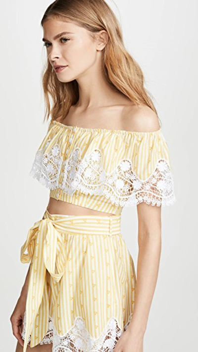 Shop Miguelina Jenna Top In Canary Yellow