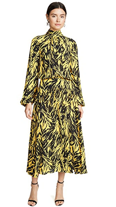 Shop N°21 Graphic Print Dress In Yellow/black
