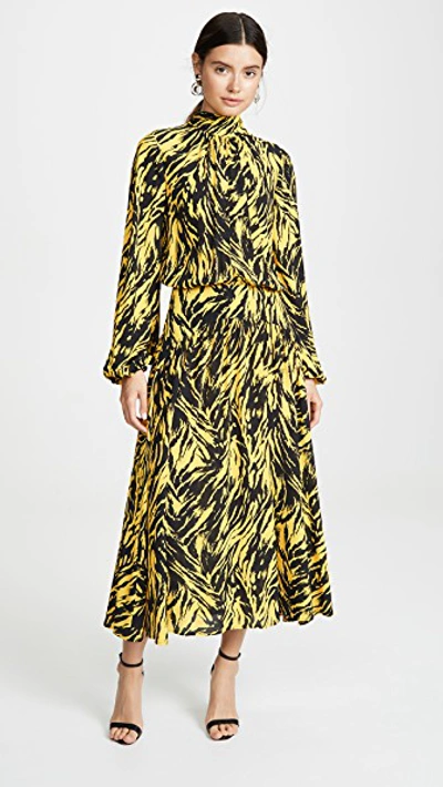 Shop N°21 Graphic Print Dress In Yellow/black