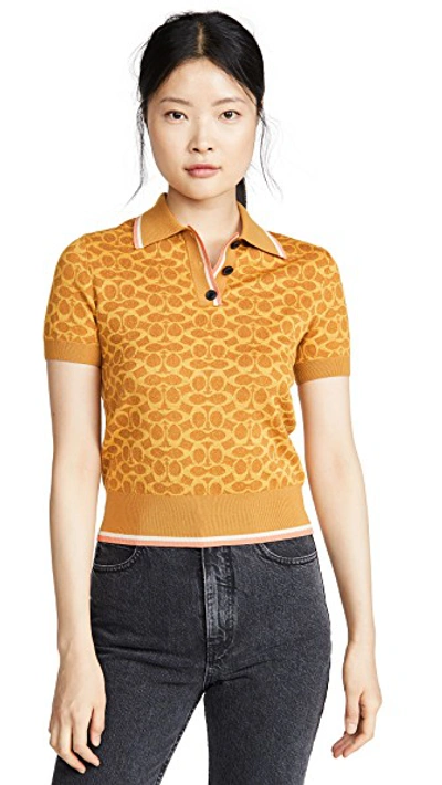 Shop Coach 1941 Fitted Polo Top In Yellow