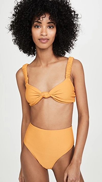 Shop Ellejay Brittany Bikini Top In Burnt Yellow