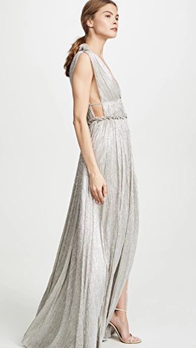 Shop Jonathan Simkhai Open Neck Maxi Dress In Cool Silver