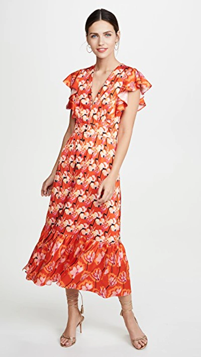 Shop Temperley London Dragonfly Dress In Red Mix