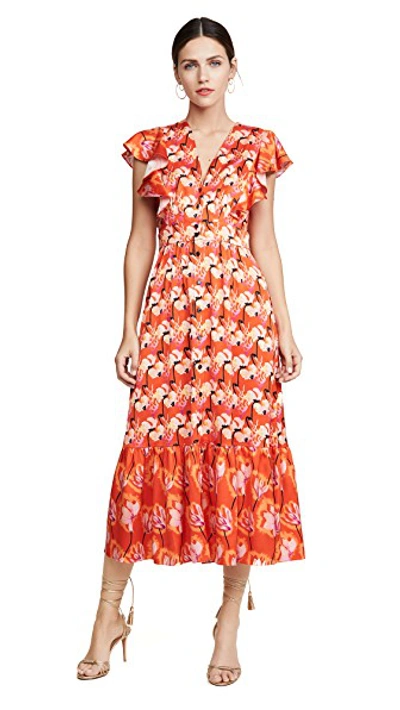 Shop Temperley London Dragonfly Dress In Red Mix
