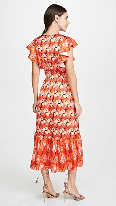 Shop Temperley London Dragonfly Dress In Red Mix