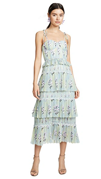 Tiered Floral Lace Printed Dress