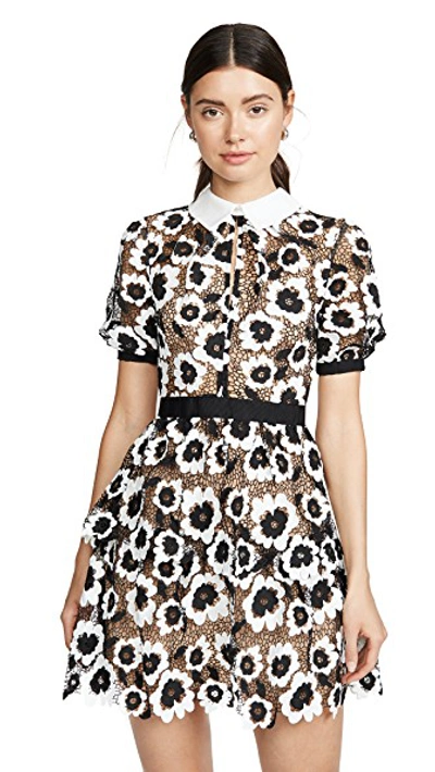 Abstract Floral Guipure Mini Dress