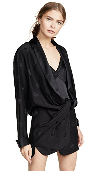 Shop Alexander Wang Draped Pajama Romper In Black