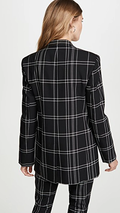 Shop Alexander Wang Peaked Lapel Jacket With Leather Trim In Black/white