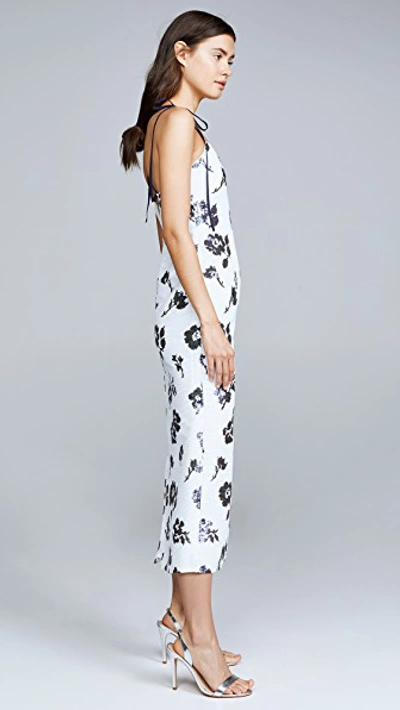 Shop Self-portrait Sleeveless Floral Sequin Midi Dress In Ivory/navy