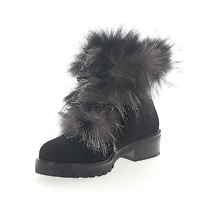 Shop Stuart Weitzman Ankle Boots Suede Fur Upper Black