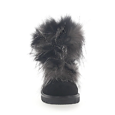 Shop Stuart Weitzman Ankle Boots Suede Fur Upper Black