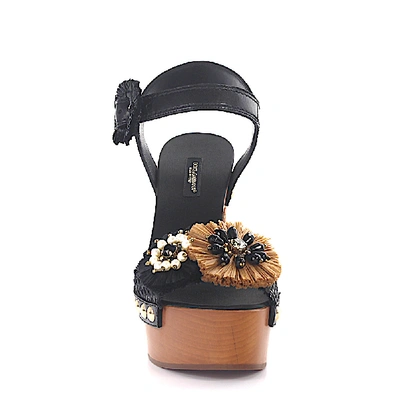 Shop Dolce & Gabbana Platform Sandals Gem Rivets Black Brown