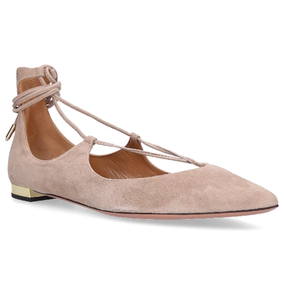 Shop Aquazzura Slingback Ballet Flats Christy In Brown