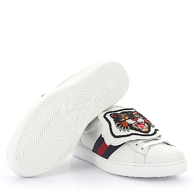 Shop Gucci Leather Sneakers Ace Sneaker Miro In White