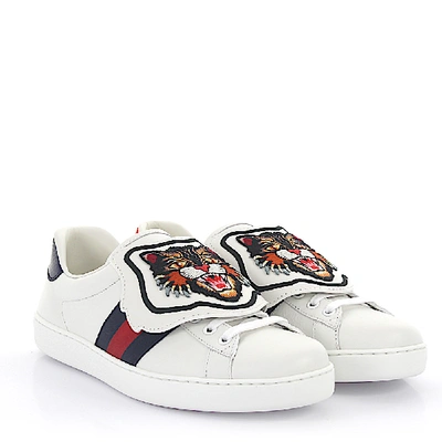 Shop Gucci Leather Sneakers Ace Sneaker Miro In White
