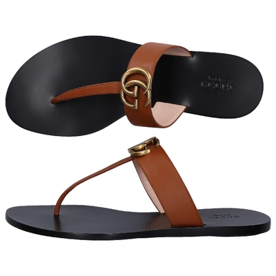 Shop Gucci Flip Flops A3n00 In Brown