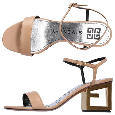 Shop Givenchy Strappy Sandals Sandale Triangel In Beige