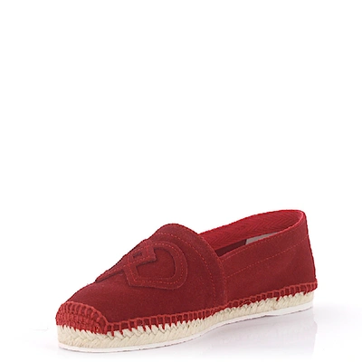 Shop Dsquared2 Flat Shoes Calfskin Suede Logo Red