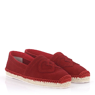 Shop Dsquared2 Flat Shoes Calfskin Suede Logo Red