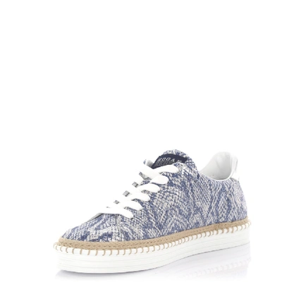 Shop Hogan Rebel Low-top Sneakers R260 Suede Finished Blue Gold White