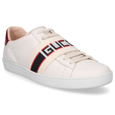 Shop Gucci Low-top Sneakers 0fiv0 Calfskin Logo  Creamy White