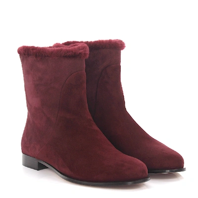 Shop Jimmy Choo Classic Ankle Boots Mission Suede In Red