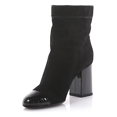 Shop Lanvin Ankle Boots Shfib1 Suede In Black