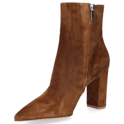 Shop Gianvito Rossi Ankle Boots Piper 85 Suede Brown