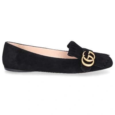 Shop Gucci Ballet Flats C2000 Suede Logo Tassel Black