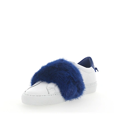 Shop Givenchy Slip-on Calfskin Mink Fur Fur Upper Logo Blue White