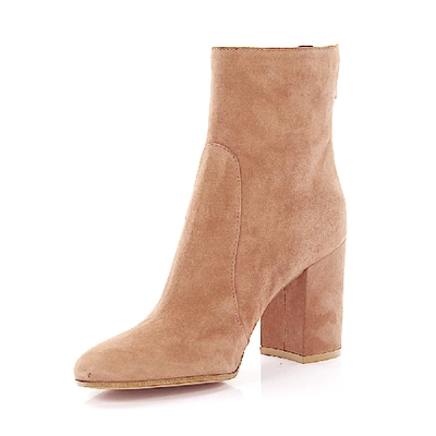 Shop Gianvito Rossi Classic Ankle Boots Lindon Suede In Beige