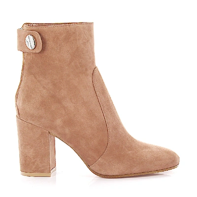 Shop Gianvito Rossi Classic Ankle Boots Lindon Suede In Beige