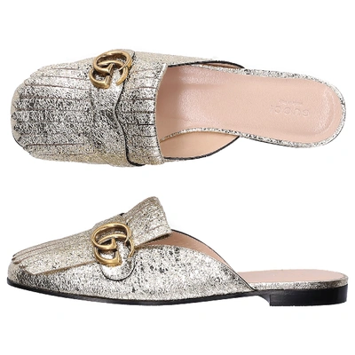 Shop Gucci Slip On Shoes Dkt00 Smooth Leather Embossing Tassel Gold