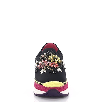 Shop Dolce & Gabbana Slip-on Decorative Flap Swarovski Black-combo
