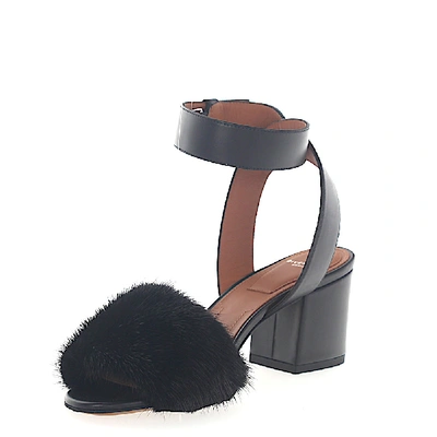 Shop Givenchy Sandals Fur Upper Black