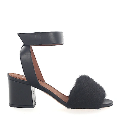 Shop Givenchy Sandals Fur Upper Black