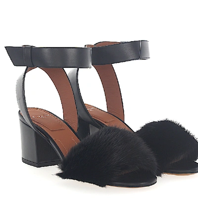 Shop Givenchy Sandals Fur Upper Black