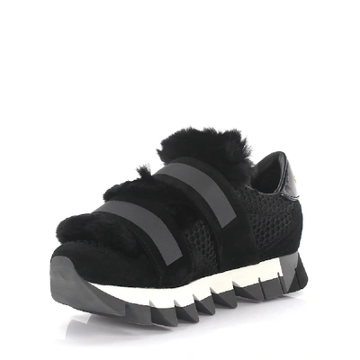 Shop Dolce & Gabbana Sneakers Leather Fur Details Black