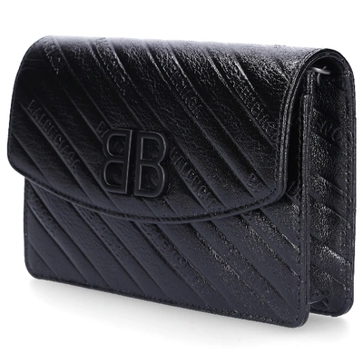 Shop Balenciaga Women Wallet Bb Leather Logo Metallic Black