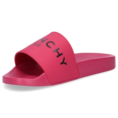 Shop Givenchy Beach Sandals Slide Rubber Logo Pink