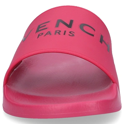 Shop Givenchy Beach Sandals Slide Rubber Logo Pink