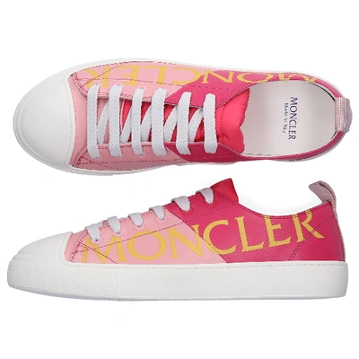 Shop Moncler Women Low-top Sneakers Linda  Nylon Polyamide Polyester Logo Rose In Pink