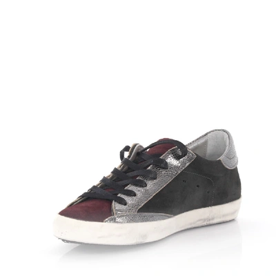 Shop Philippe Model Low-top Sneakers Finished Logo Bordeaux Grey Silver In Red