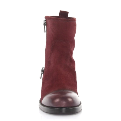 Shop Jimmy Choo Boots Calfskin Suede Decorative Zipper Finished Logo Bordeaux In Red