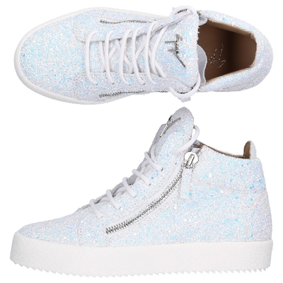 Shop Giuseppe Zanotti High-top Sneakers Milk  Glitter Glitter White