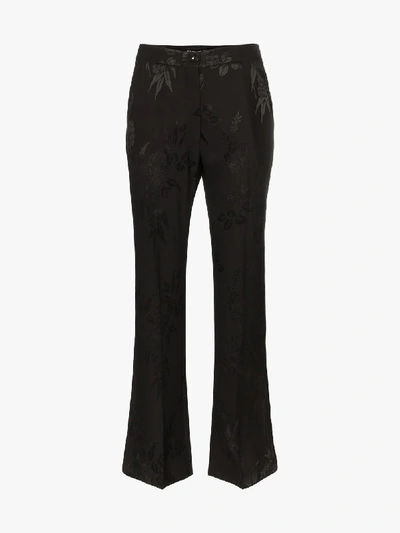 Shop Etro Floral Jacquard Trousers In Black