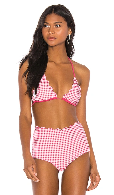 Shop Marysia Reversible Broadway Bikini Top In Pink Gingham & Pink