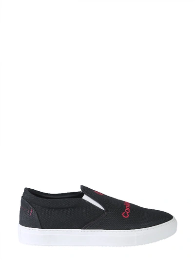 Shop Marcelo Burlon County Of Milan Confidencial Print Slip-ons In Nero